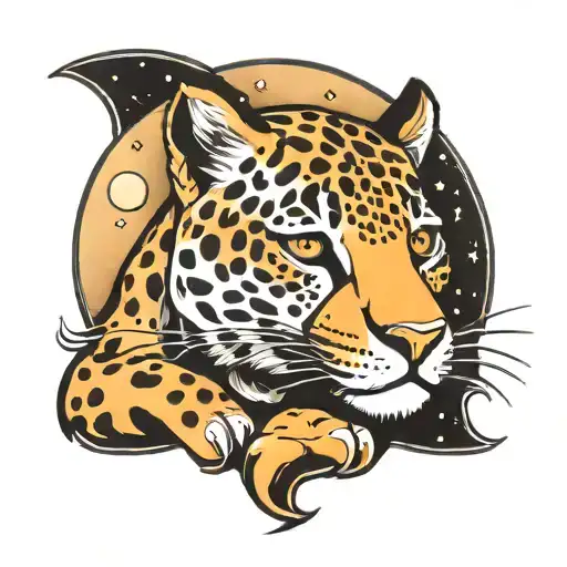 Make Me A Design Of A Baby Jaguar Sleeping Lying On The Moon