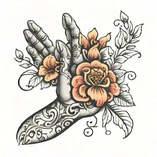 Italian Haand Gesture Decorated With Flowers