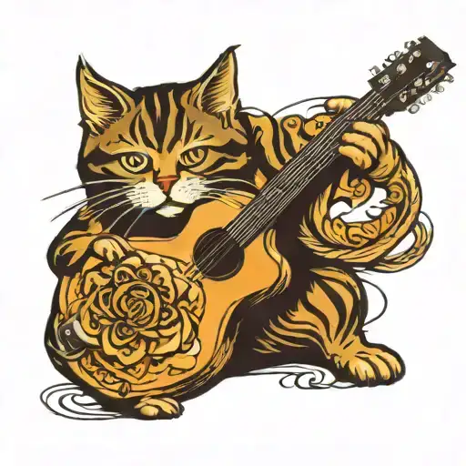 Cat Playing A Guitar
