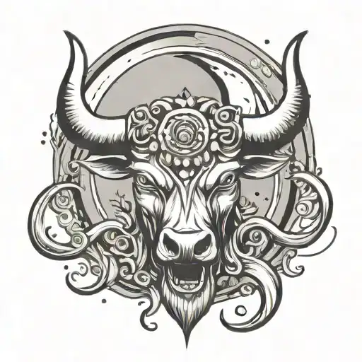 Bull Horn With Moon On Top