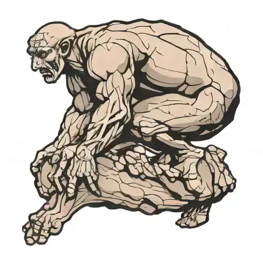 Sisyphus Pushing A Boulder Single Line