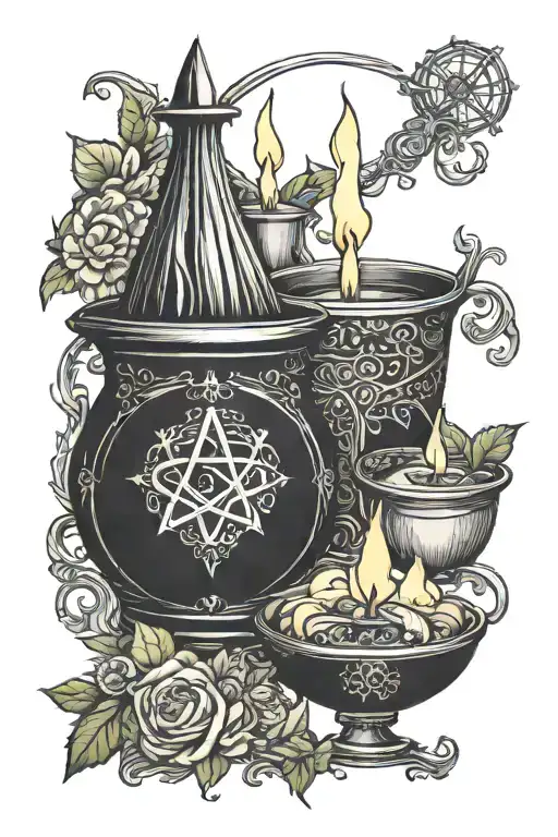 Witchcraft Altar Candles Couldron Athem Spell Dark Magick