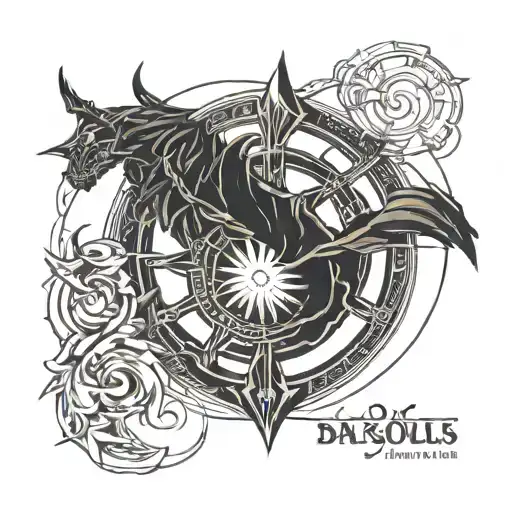 Dark Souls 3 Eclipse Minimalist Tattoo Featuring