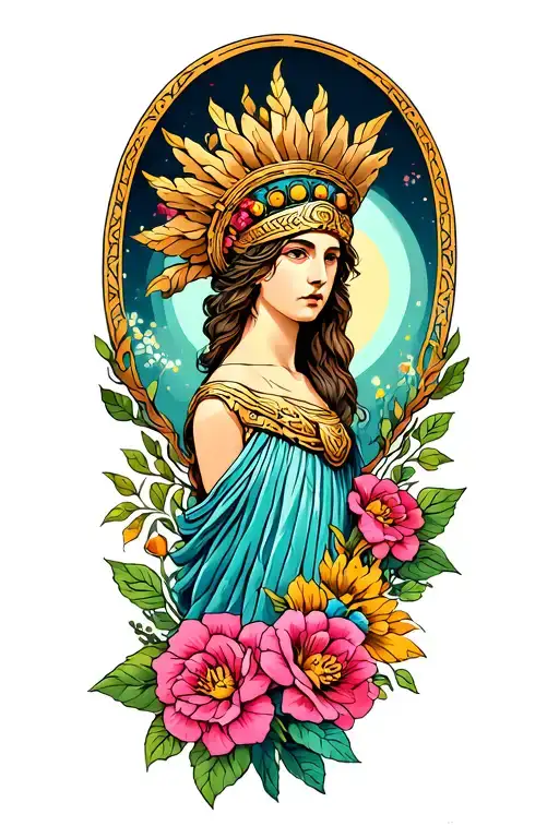 Athena With Flowers Intertwined