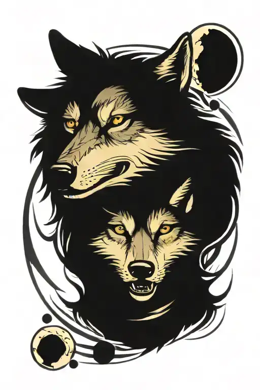 Wolf Face With Moon Behind It