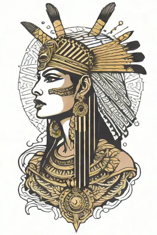 Egytian Cleopatra Egyptian Goddess With Pharao Headdress As A Portrait