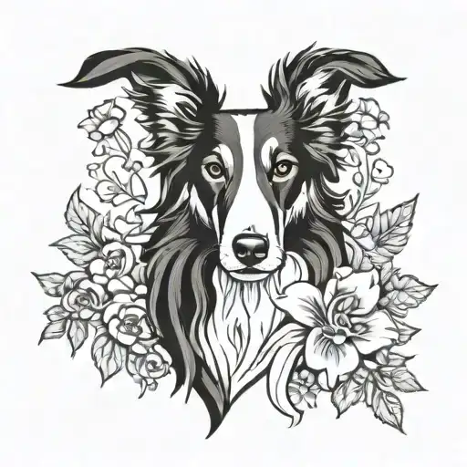 Black And White Collie Cross Tattoo Memorial