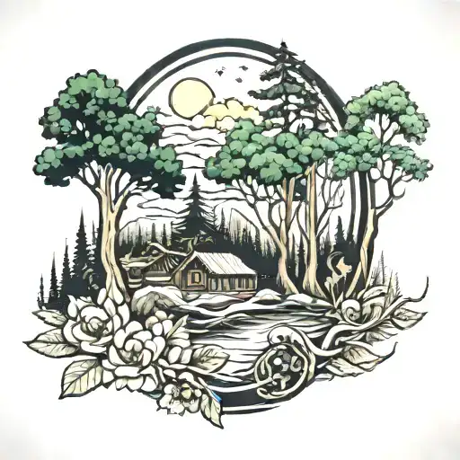 Arm Band With Forest And Nature Scene