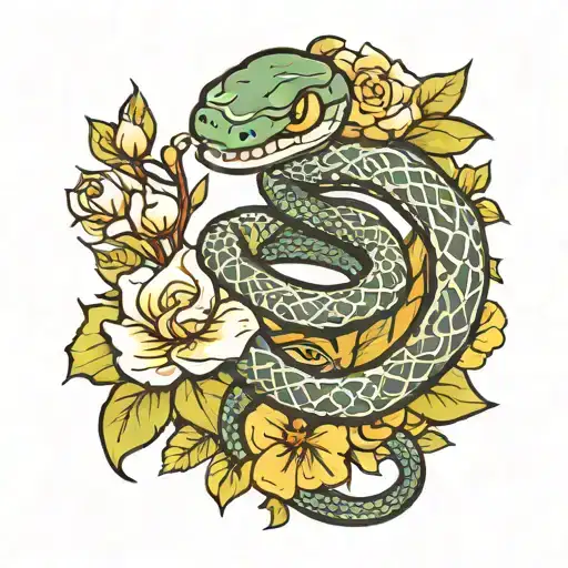 Snake With Flowers