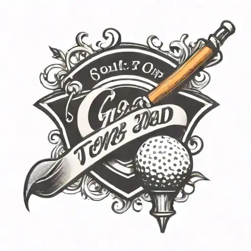 Golf Tee And Dad In Script Font