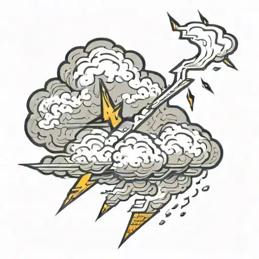 Lightning Bolt Going Through A Cloud