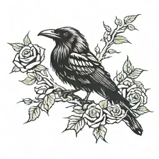 2 Ravens Around Rose Thorns