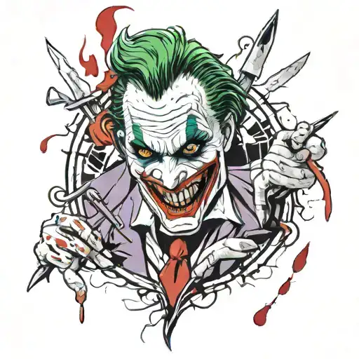 Joker Bloody With Knife Cutting