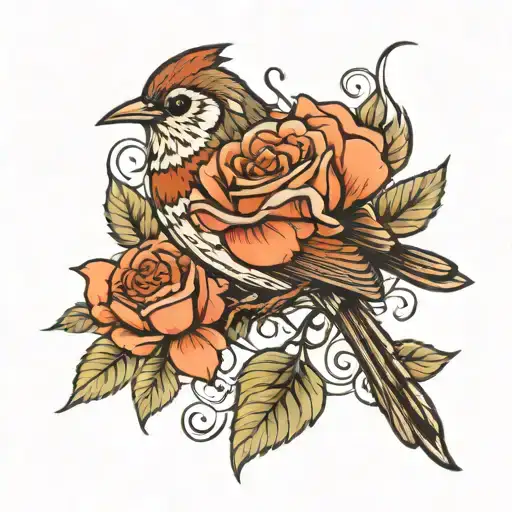 Wren Bird Rose