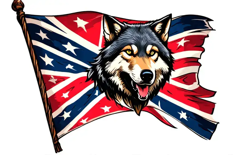 Rebel Flag With Wolf