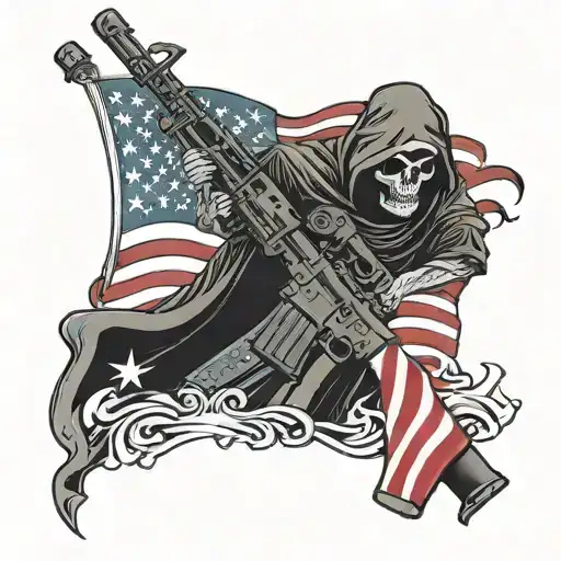 Grim Reaper Us Flag Ar 15 With Liberty