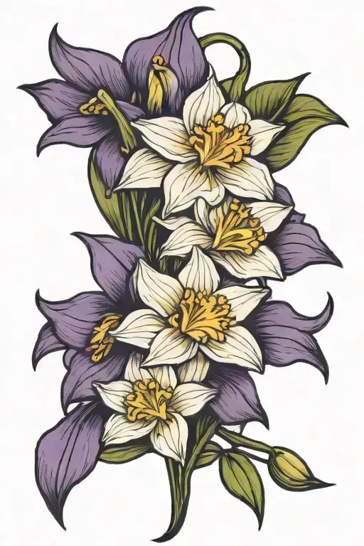 Violet Lily Narcissus Flower Bouquet