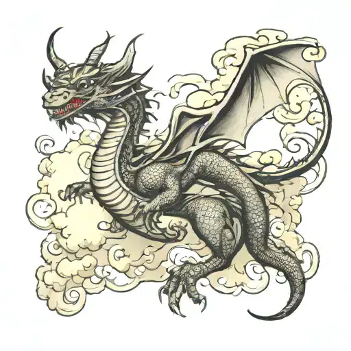 Dragon With Clouds Surrounding