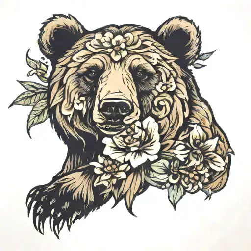 Bear And Flowers