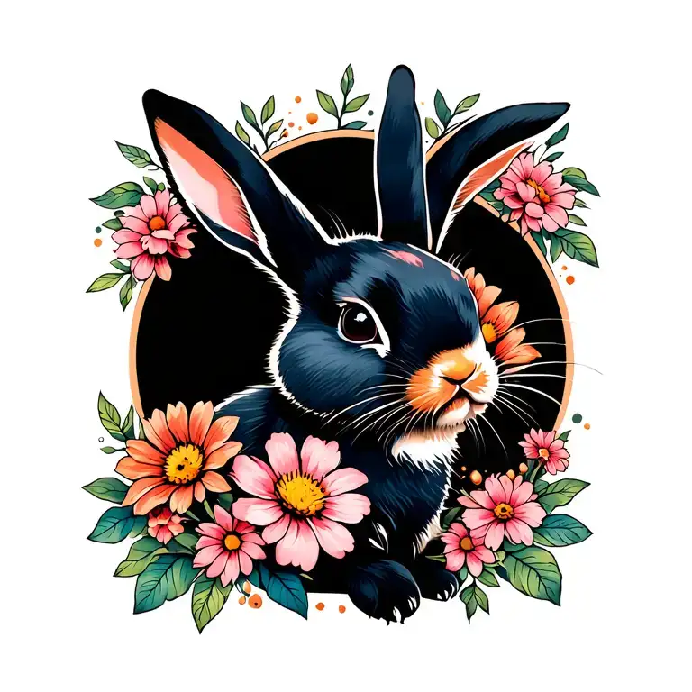 Bunny Smelling Flowers