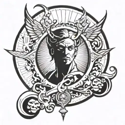 Lucifer With Clow Faces At The Bottom With Money