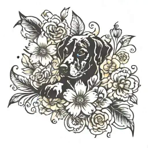 Dog Paws And Floral Patterns