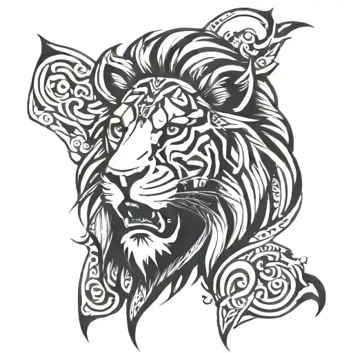 Jesus Lion Tribal Black Work