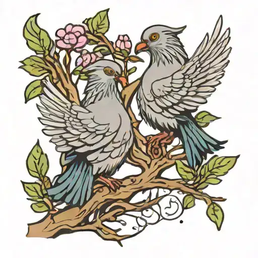 Racing Pigeon Willow Tree Intertwined