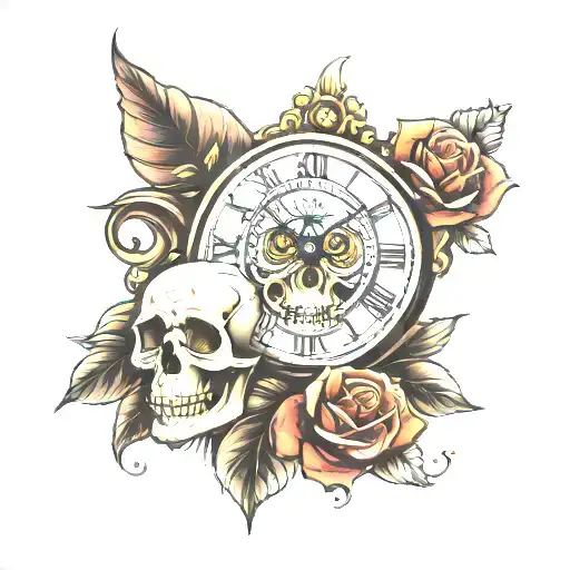 Skull And Clock Face