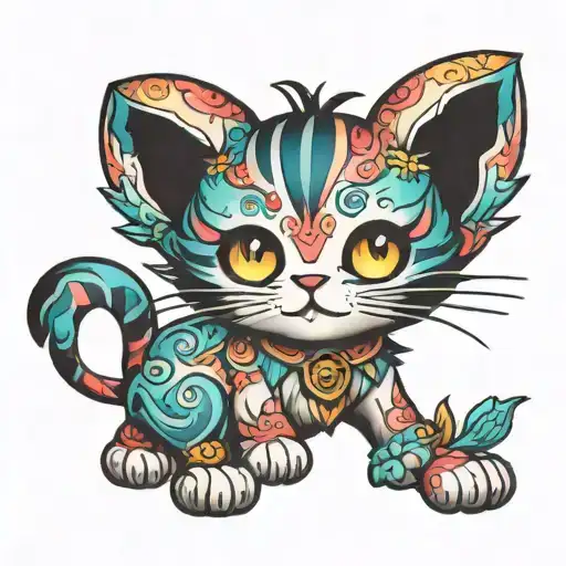 Cute Colorful Cat Kawaii Art