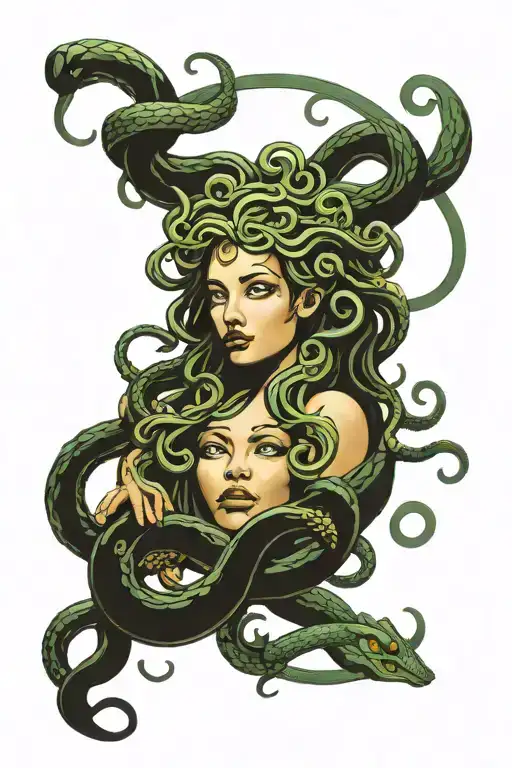 Medusa Head Surrounded In Snakes Intertwined