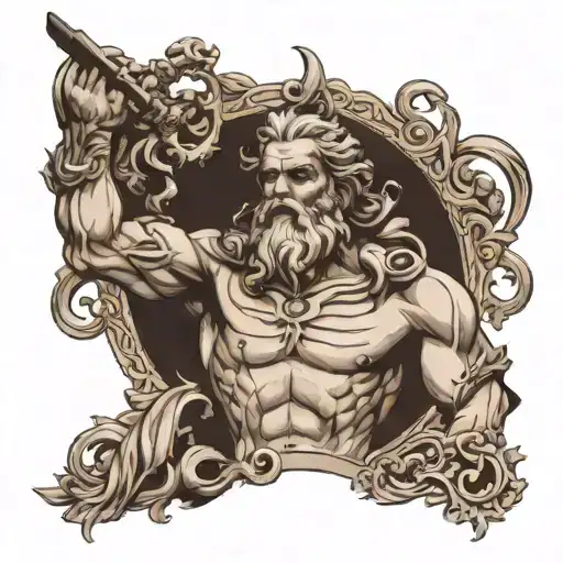 Zeus Statue And Half Of The Statue Will Be Skeleton