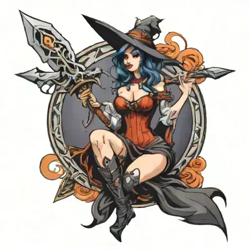 Beautiful Witch With Templar Sword