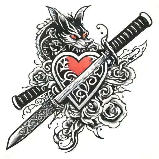 Katana With Pierced Heart