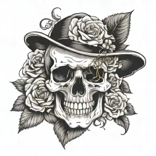 Beethoven Skull Surrounded By Flowers