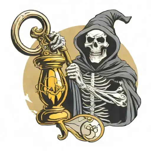 Grim Reaper Hold Hour Glass And Scythe