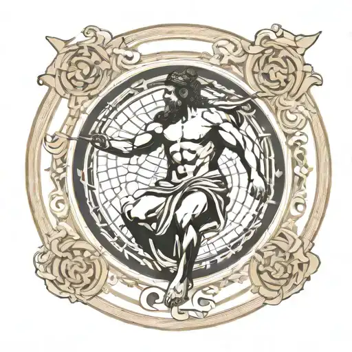 Greek God Atlas Circular Pattern Incorporating Elements