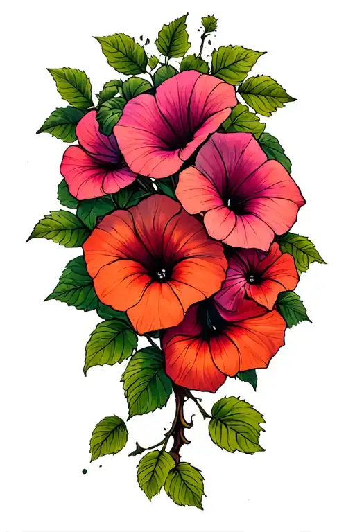 Morning Glories On A Vine