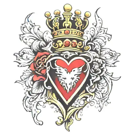 Gothic Heart For Men Calf With A Queen Crown And Two Princess Crowns On Top
