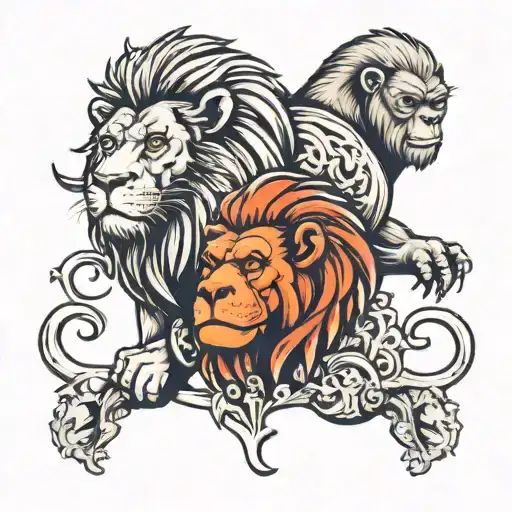 Lion And Gorilla