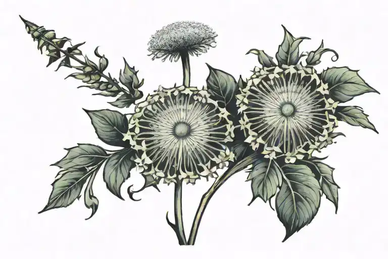 Flower With Word Stem Dandelions Intertwined