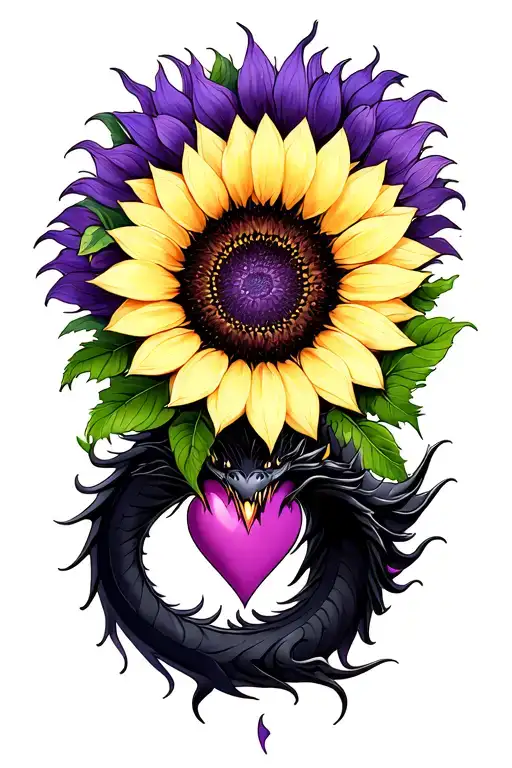 Black Dragon Purple Heart Sunflower