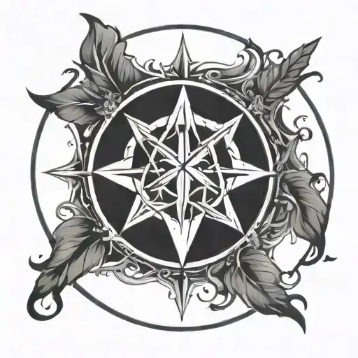 Circle With Cross And Pentagram Inside Representing