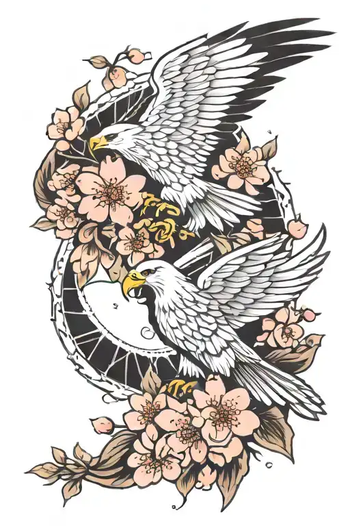 Sakura Flower And Eagle Wing