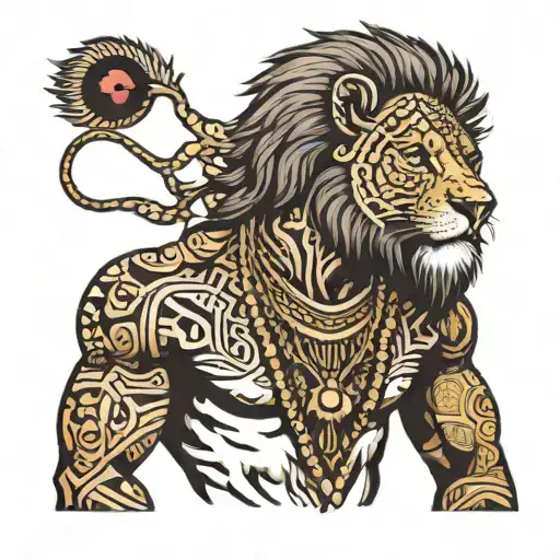 African Man With Lion Head