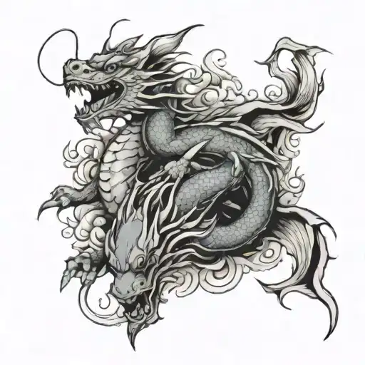 Dragon And Koi Fish