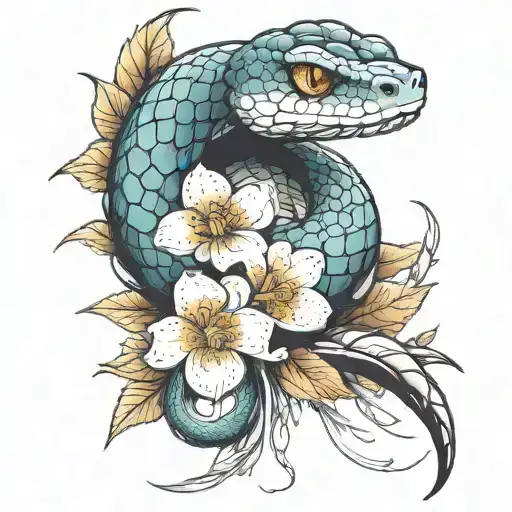 Snake With Flowers