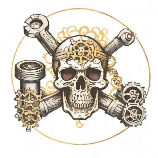 Skull Gears Pistons Like Crossbones Floating