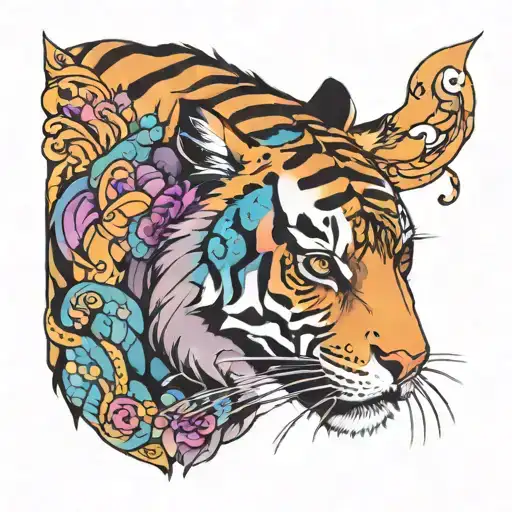 Blue And Purple Galaxy Tiger