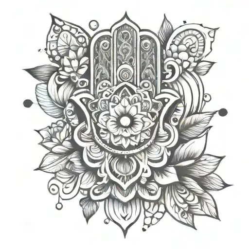 Hamsa With Lotus And Moon